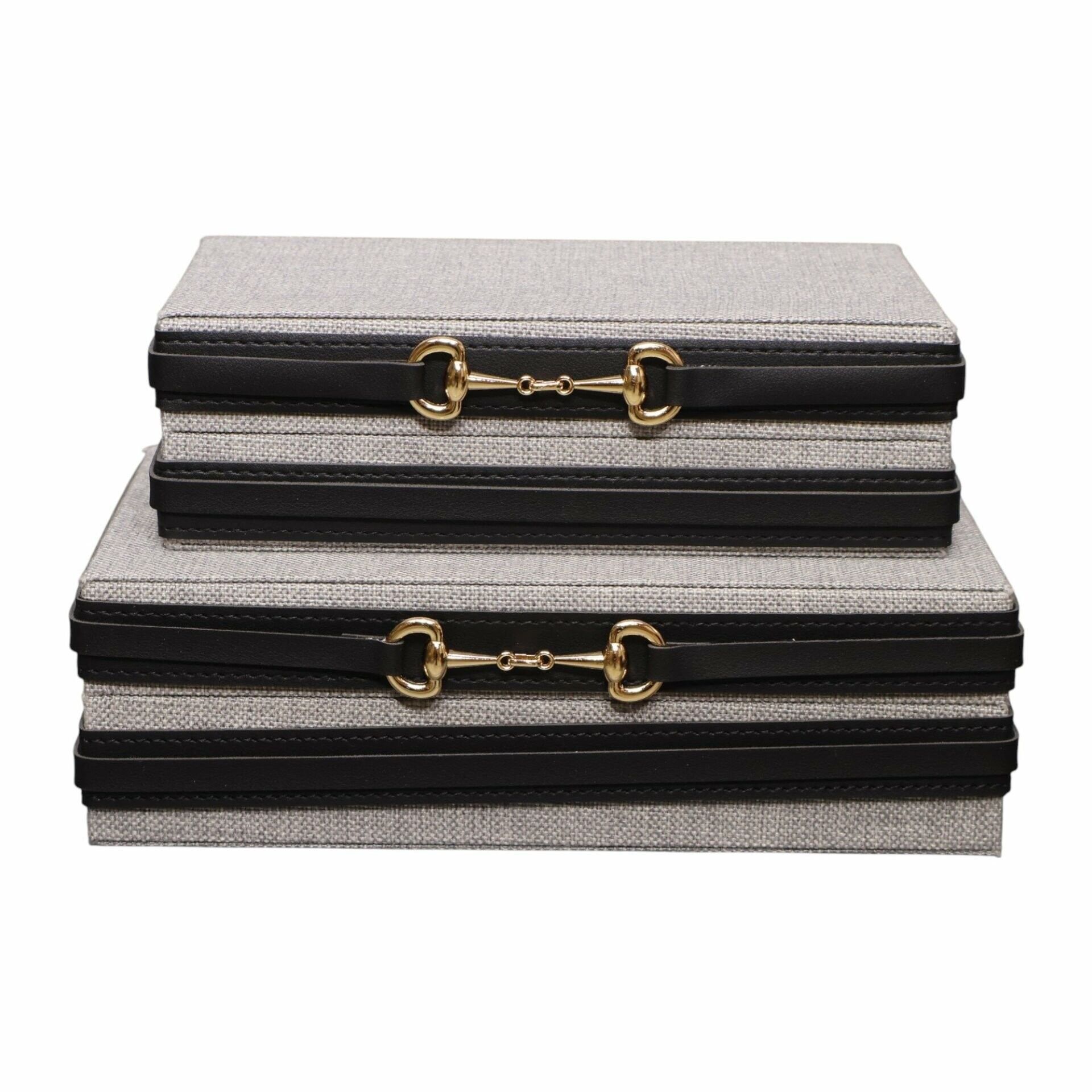 İkili Ketek Kutu Gri Siyah Kemerli Gri