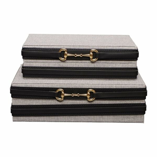 İkili Ketek Kutu Gri Siyah Kemerli Gri