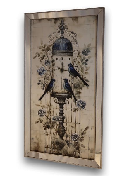 Ayna Çerçeveli Gümüş Mavi Kuşlar AN3156 Tablo 70x130 Dikey