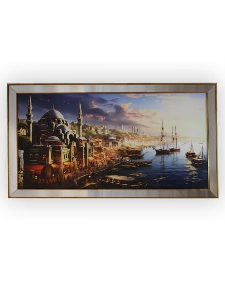 Ayna Gold Çerçeve Cami Manzara TR2344 Gold Tablo 70x130