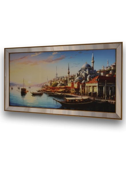 Ayna Çerçeve Cami  Manzara TR2348 Gold Tablo 70x130