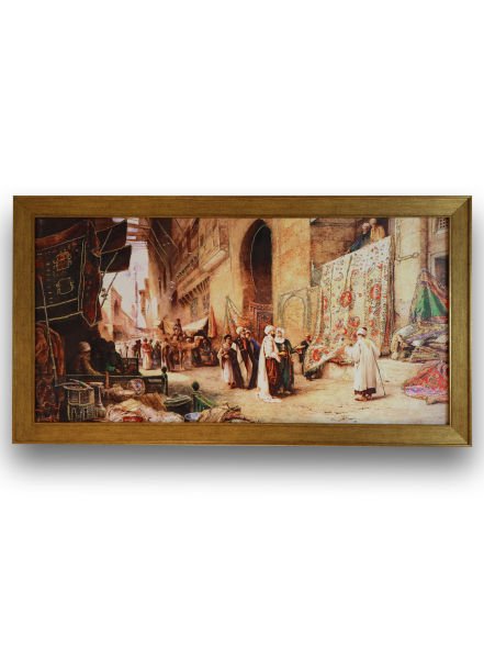 Gold Çerçeveli Alıcı Manzara Gold Tablo 70x130