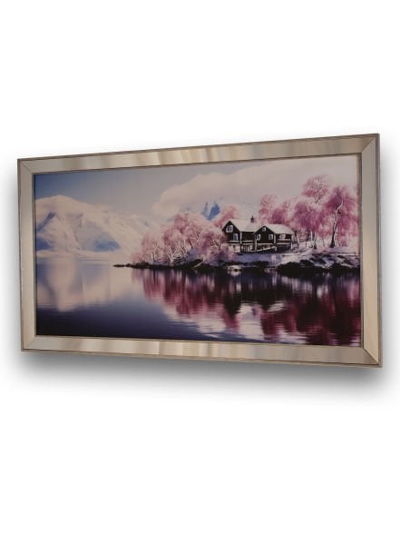 Ayna Çerçeve Gümüş Göl Pembe Agaçlar LS4669 Tablo 70x130