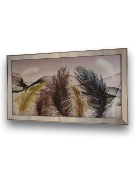Ayna Çerçeve Gümüş Renkli Tüyler Tablo 70x130