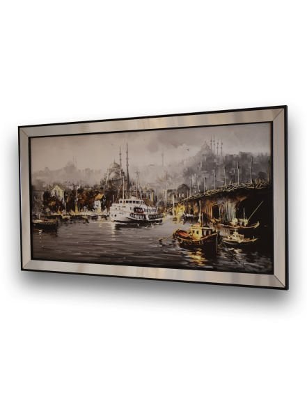 Ayna Çerçeve Siyah Vapur Manzara TR2130 Tablo 70x130