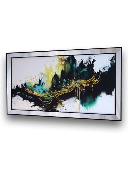 Ayna Çerçeve Siyah Yeşil Soyut AB1179 Tablo 70x130