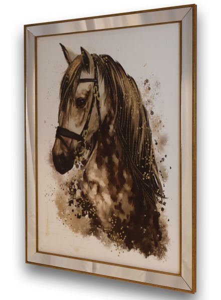 Ayna Çerçeve Gold Kahve Rengi At Tablo 80x110