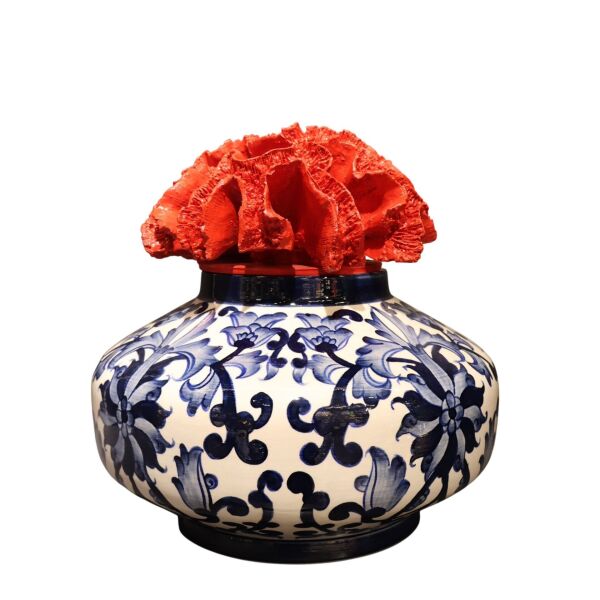 Kırmızı Mercan Kapak Blue Balnc Yassı Küp