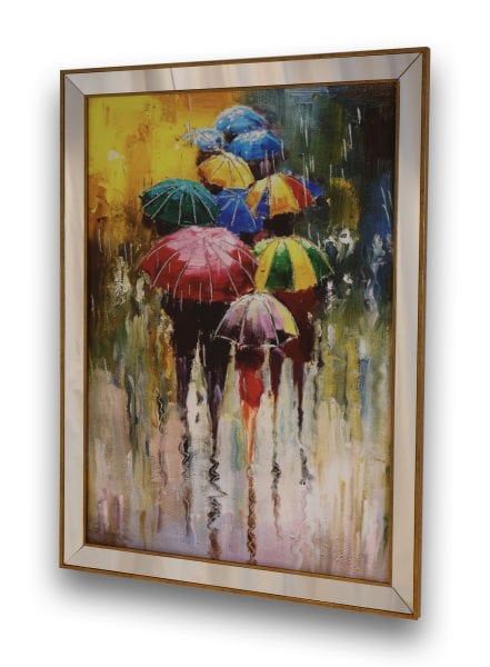 Ayna Çerçeve Gold Renkli Şemsiyeler Tablo 80x110
