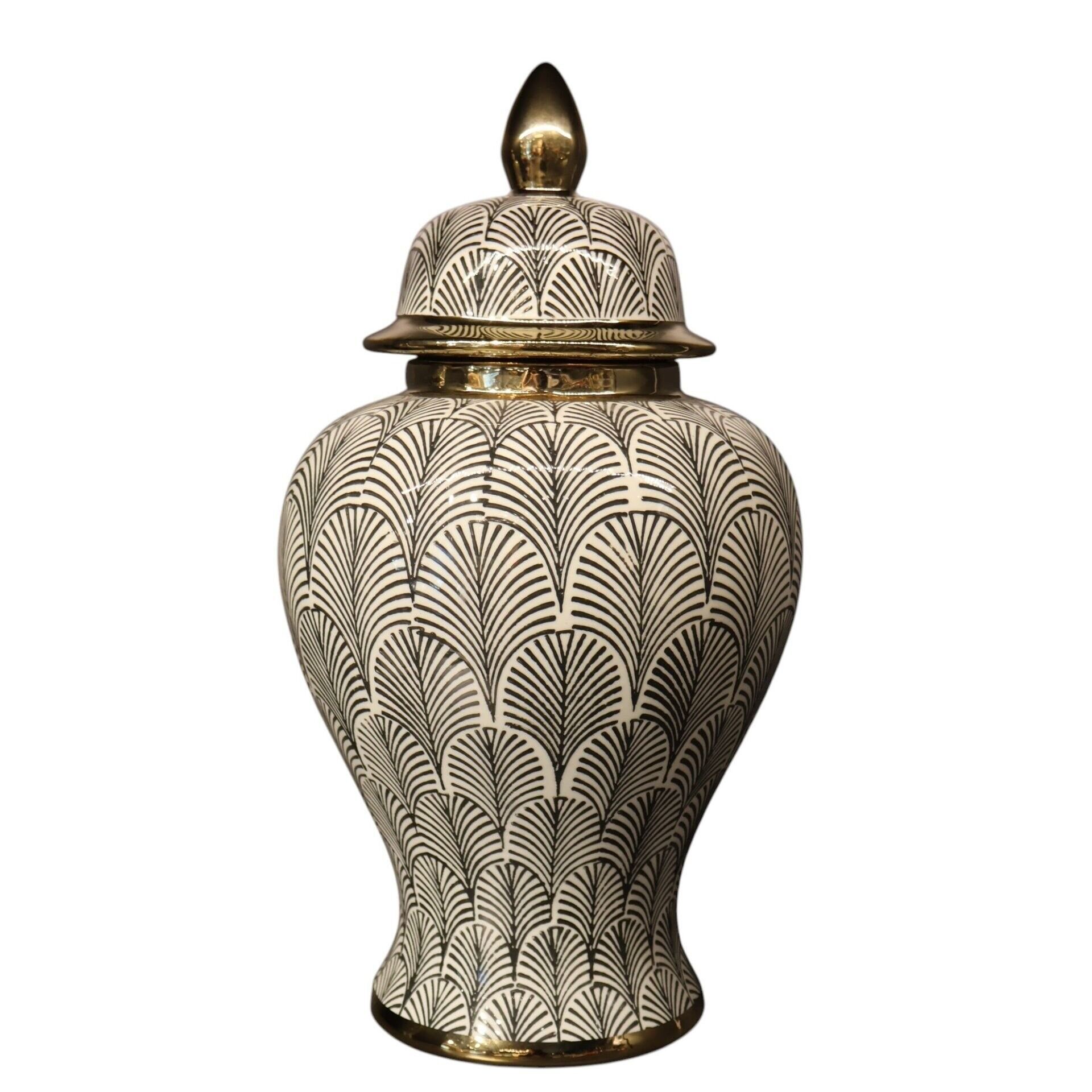 Gold Detaylı Siyah Çizgili Beyaz Küp Büyük