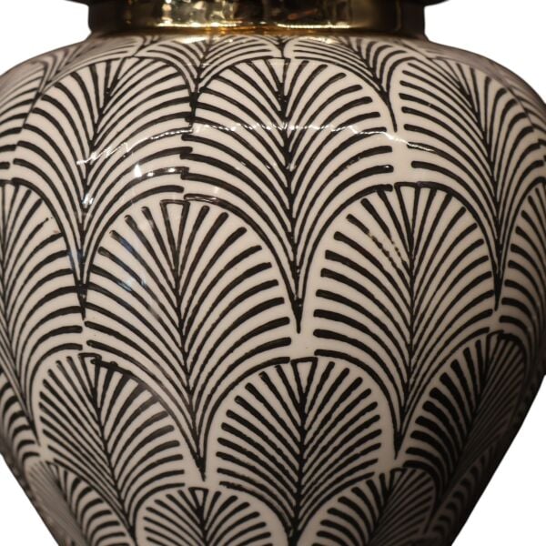 Gold Detaylı Siyah Çizgili Beyaz Küp Büyük