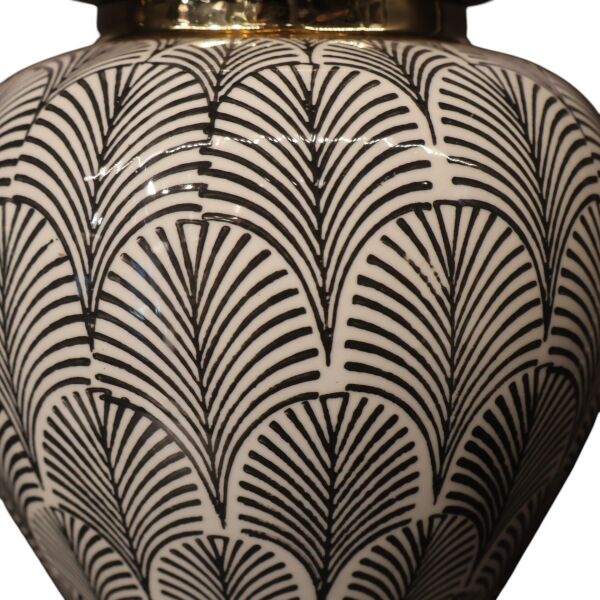 Gold Detaylı Siyah Çizgili Beyaz Küp Büyük