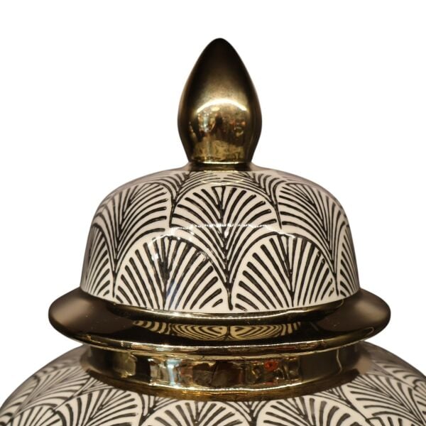 Gold Detaylı Siyah Çizgili Beyaz Küp Büyük