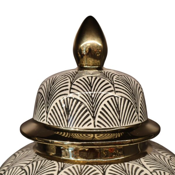 Gold Detaylı Siyah Çizgili Beyaz Küp Büyük