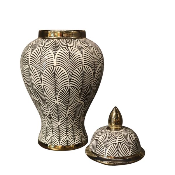 Gold Detaylı Siyah Çizgili Beyaz Küp Küçük