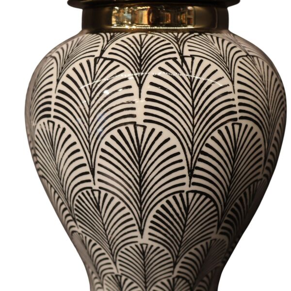 Gold Detaylı Siyah Çizgili Beyaz Küp Küçük