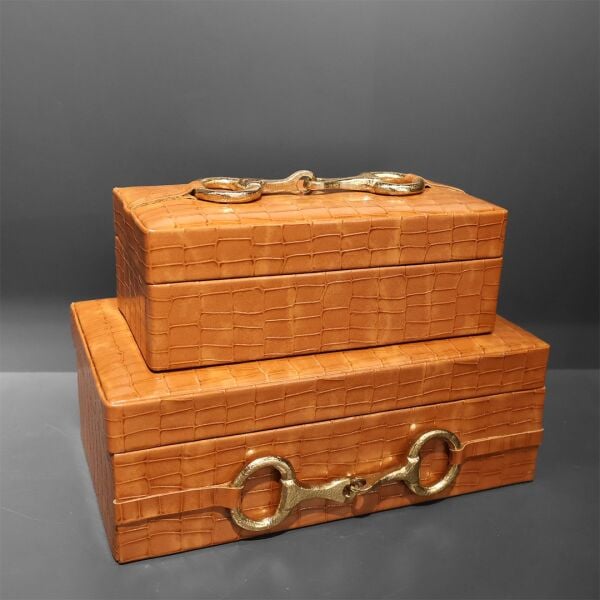 Timsah Derisi Taba Tokalı Deri İklili Kutu