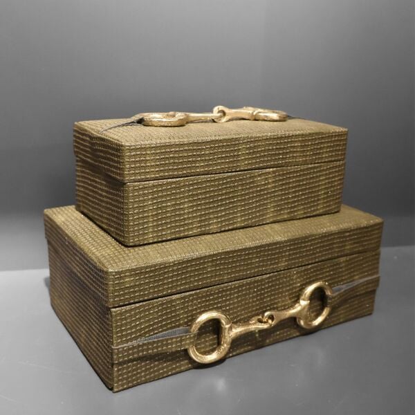 Timsah Derisi Haki Tokalı Deri İklili Kutu