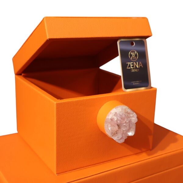 İkili Doğal Taşlı Dekoratif Kutu Turuncu Turuncu
