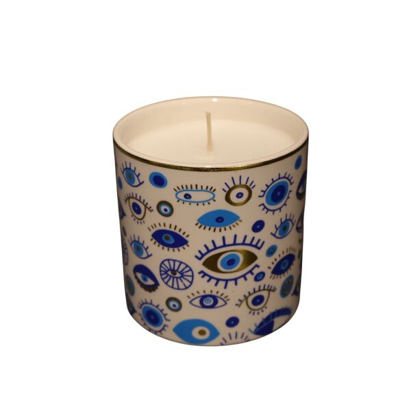 Mavi Göz Desen Mum Küçük Boy
