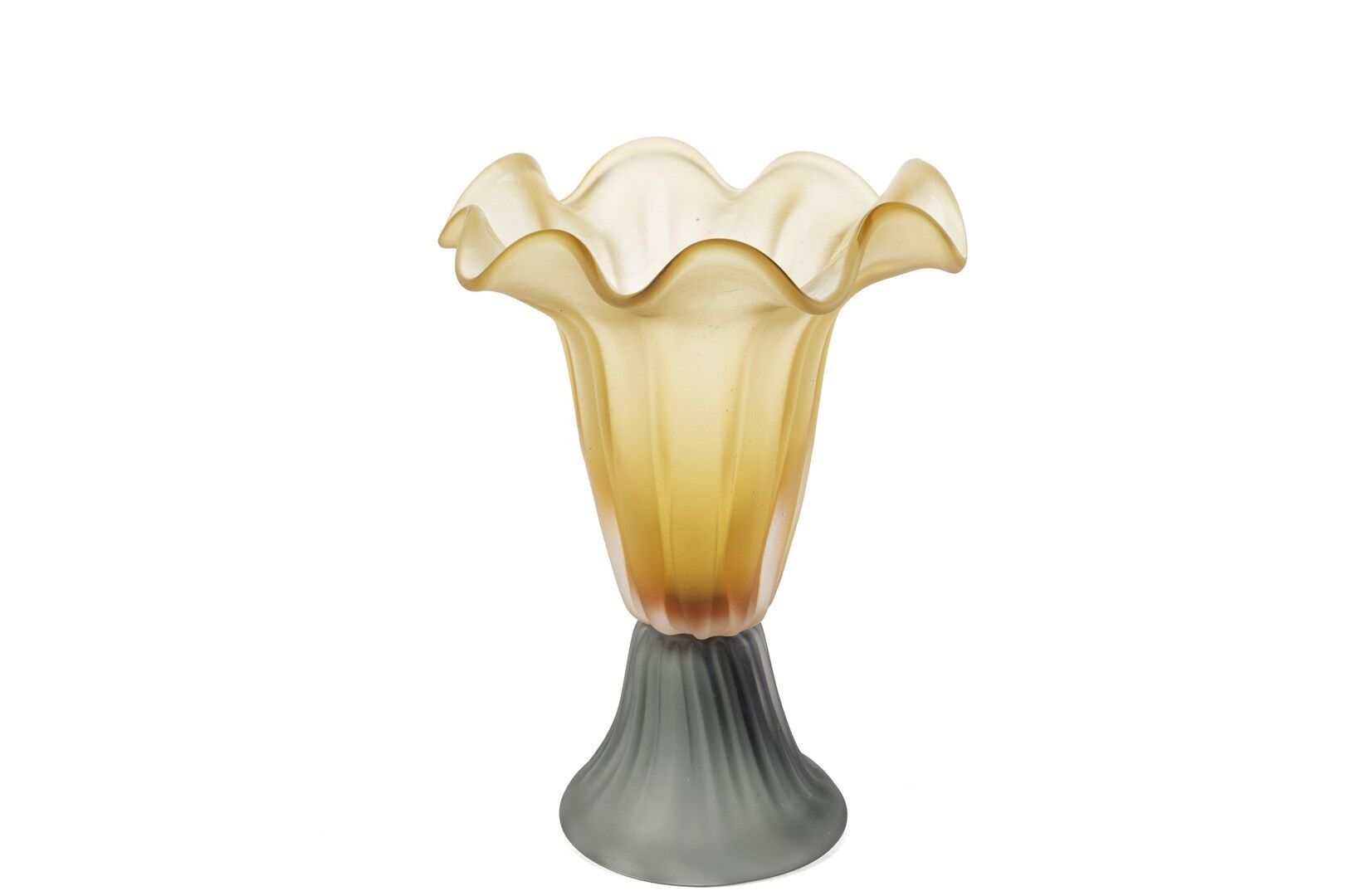 Amber Yeşil Ayaklı Cam Dalgalı Vazo Küçük