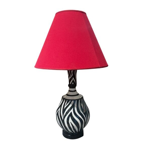 Zebra Desen Bordo Şapka Abajur 