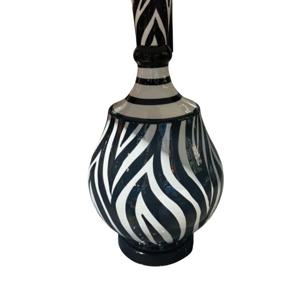 Zebra Desen Bordo Şapka Abajur