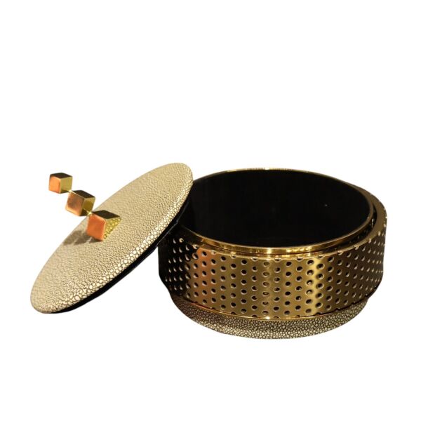 Metal Şeritli Deri Kutu Büyük